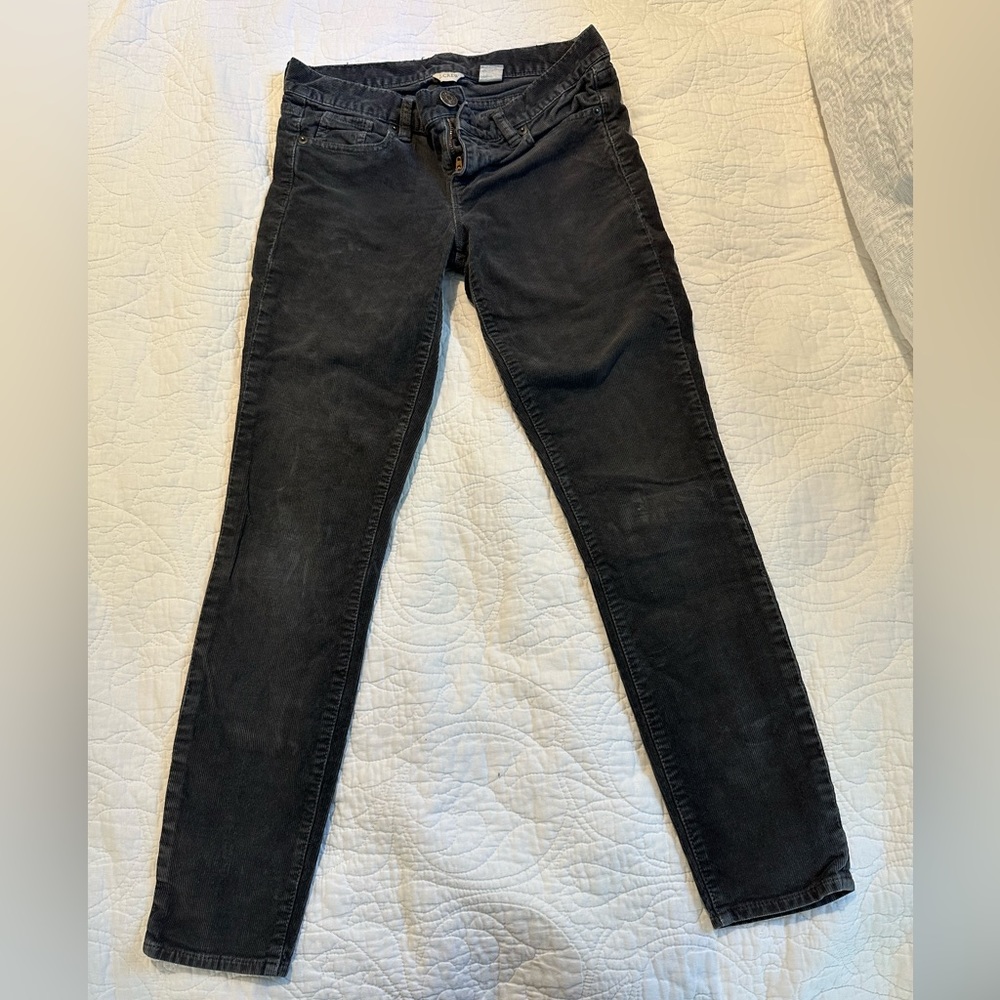 J Crew Toothpick Grey Corduroy Ankle Jeans